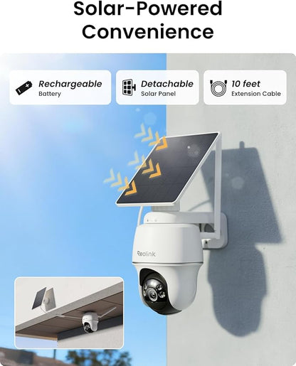 REOLINK 5MP Solar Security Cameras Wireless Outdoor, 360° Pan Tilt Auto-Tracking, Smart AI Detection, Up to 1TB Local Storage, 2.4/5GHz Dual-Band WiFi, Home Hub Mini with 2X Argus PT + Solar Panel