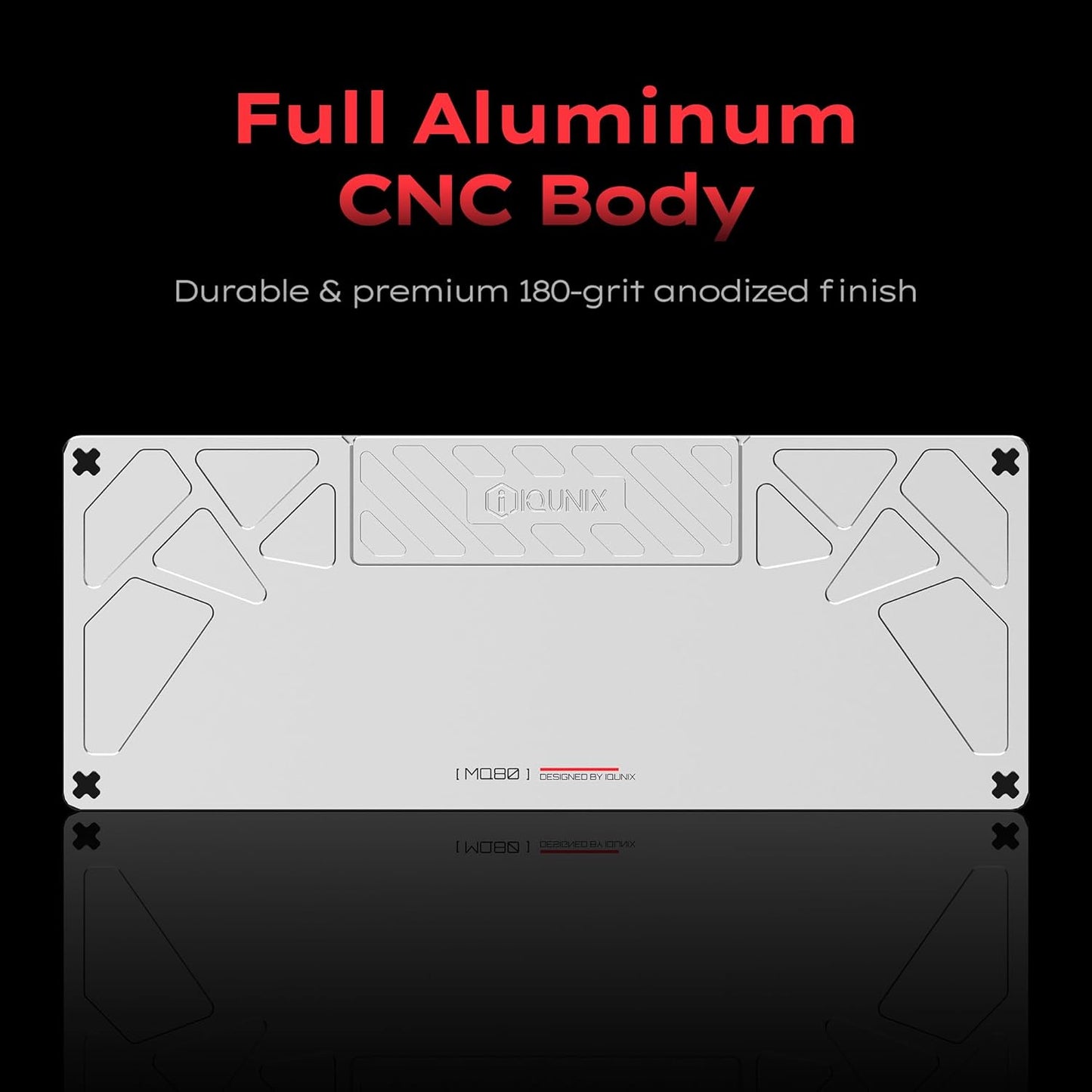 IQUNIX MQ80 Low Profile Mechanical Keyboard for Work and Gaming Tri Mode Wireless Wired CNC Aluminum Hot Swappable RGB Backlit Long Battery Life VIA Support (Black)