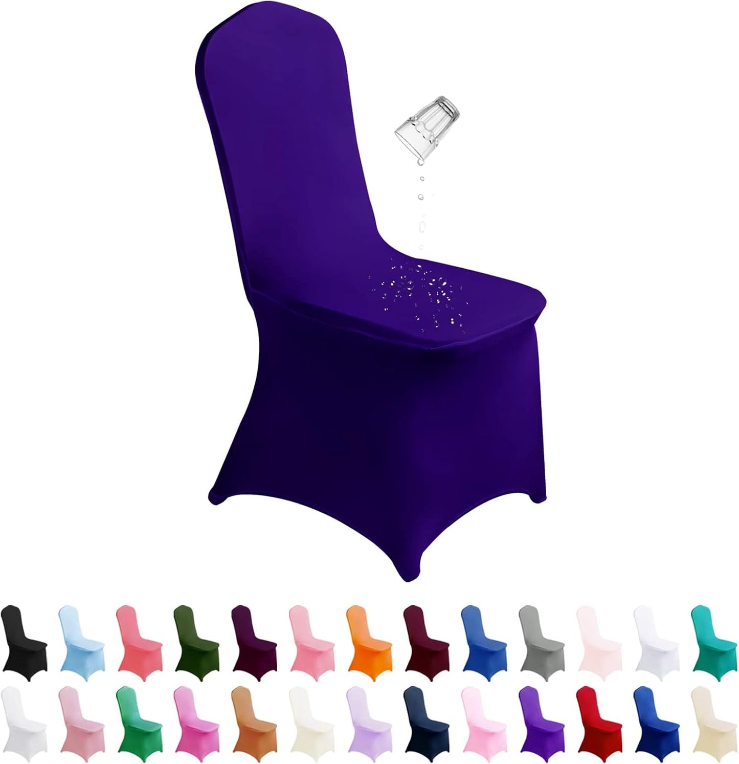 SUPERO Waterproof Spandex Chair Cover 25PCS, Stretch Dining Chair Covers, Polyester Outdoor Chair Covers, Protector Stretch Chair Cover for Party Universal, Banquet, Wedding Event, Hotel(Purple)