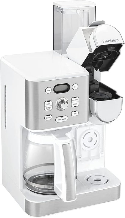 Cuisinart 12-Cup Coffee Maker, Single-Serve Brewer Glass Carafe, Automatic Hot & Iced Coffee Machine, Brew Strength Control and Brew Pause, SS-16W, White