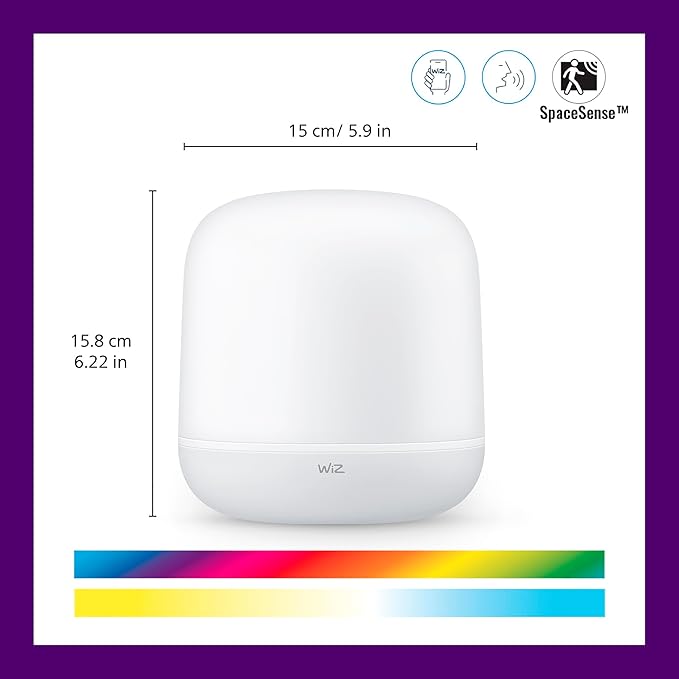 WiZ Connected Hero v2 Smart Portable Table Lamp, WiFi Enabled, 16 Million Colors, Compatible with Alexa and Google Home Assistant, No Hub Required