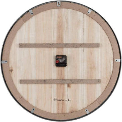 Oldtown Farmhouse Metal & Solid Wood Noiseless Wall Clock (Dark Brown, 18-inch)