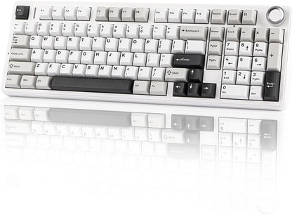 EPOMAKER X Aula F99 PRO Wireless Gaming Keyboard with 8000mAh Battery, Hot Swappable Creamy Keyboard, 2.4GHz/Type-C/BT5.0, NKRO, RGB Backlit for Win/Mac/Gaming (Black&Grey&White)
