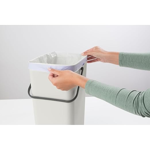 Brabantia Sort & Go Kitchen Recycling Bin | S / 4.2 Gal / 16L | Light Gray | Removable Stay-Open Lid, Carry Handle | Trash Can for Bottles, Cans, Paper, Glass | Wall-Mounting Bracket Included