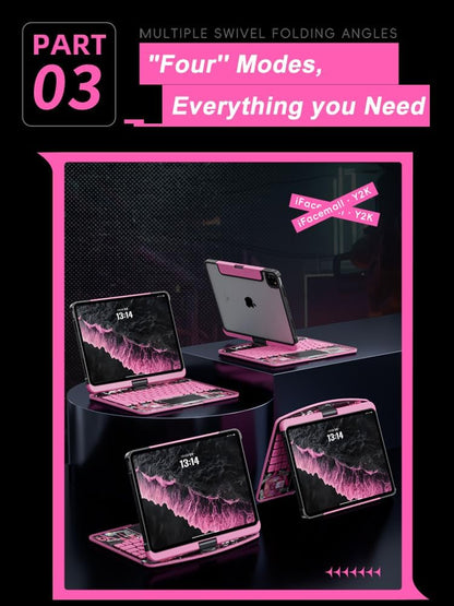 KARTICE Transparent 360 Keyboard Case with Wireless Keyboard for iPad Pro 13 2024 13 inch, Multi-Touch Trackpad, 7 Color Backlight, 360° Rotating Stand with Pencil Holder for iPad Pro 13