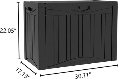 45 Gallon Double-Wall Resin Deck Box - Lockable Waterproof Outdoor Storage Box, 515lbs Capacity & Doubles as Seating for Patio Furniture - Garden Tools, Pool Accessories (Black)
