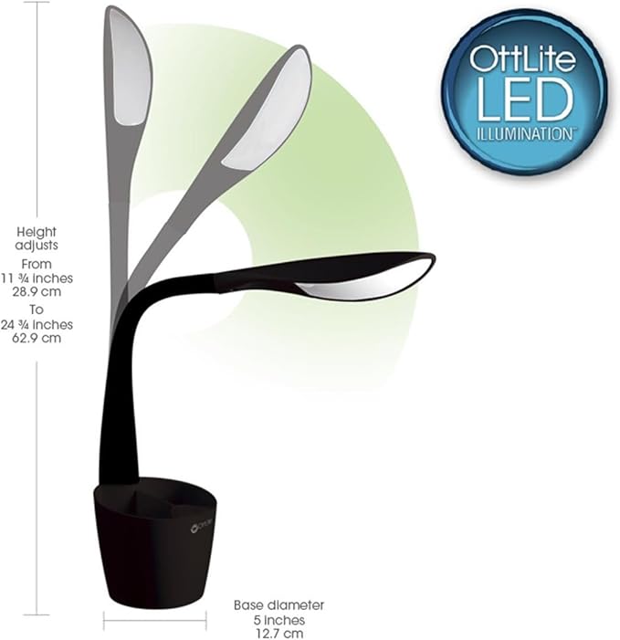 Ottlite LED Desk Space Organizer Lamp - 4 Brightness Levels, Additional Storage, Great for Workstation, Offices, Dorms