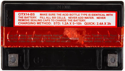 Interstate Batteries YTX14-BS 12V 12Ah Powersports Battery 200CCA AGM Rechargeable Replacement for Motorcycles, ATVs, UTVs, Scooters, Snowmobiles (CITX14-BS)