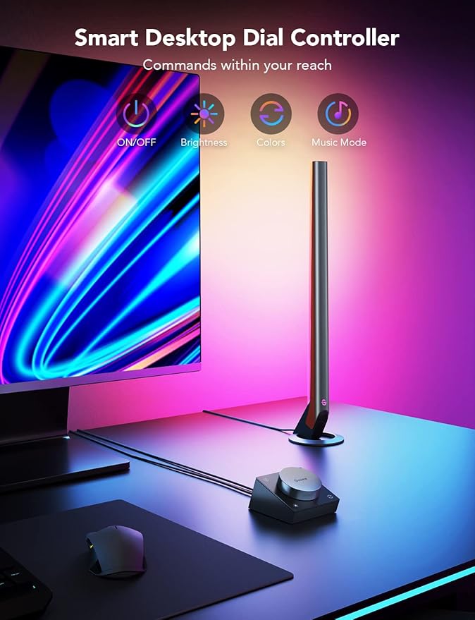 Govee RGBIC Gaming Light Bars H6047 with Smart Controller, Wi-Fi Smart LED Gaming Lights with Music Modes and 60+ Scene Modes Built, Works with Alexa & Google Assistant, Game Room Lights Decor