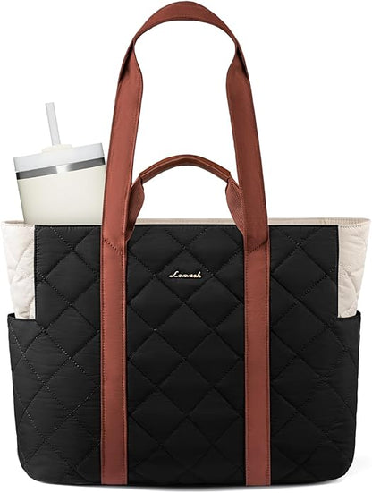 LOVEVOOK Tote Bag for Women,Light Puffer Tote Bag with Multi-pockets,Stylish Carry on Laptop Bags for Daily,Travel,Work,Gym | with Multi-pockets, Stylish, Carry on, for Daily, Travel, Work