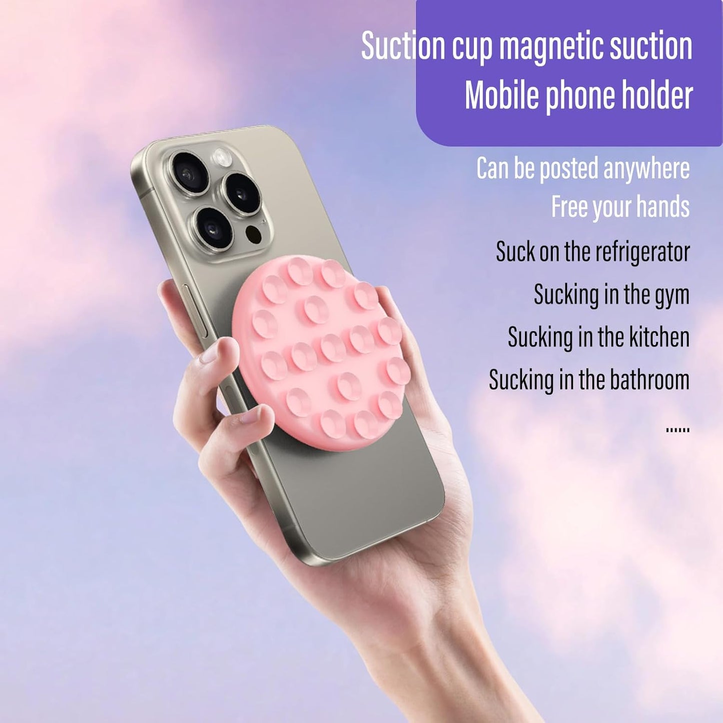 Muuto Silicone Suction Phone Case Mount,Octo Cup Buddy Sticky Phone Grip for Magsafe,Phone Sticky Grip for iPhone,Sticky Grippy Holder Portable and Detachable, Hands-Free for Selfies and Videos