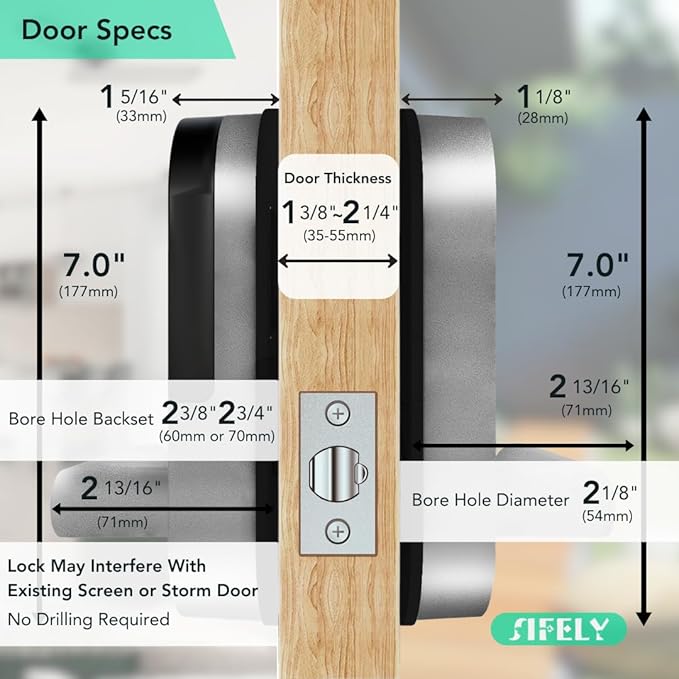Built-in WiFi Fingerprint Smart Door Lock with Handle & Keypad – Remote Access & Auto-Lock, Keyless Entry for Home, Airbnb & Rental, 6-in-1 Unlock: Code/Card/App/Key, Compatible with Alexa & Google