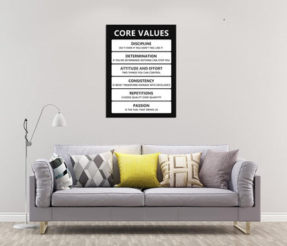 Inspirational Poster Motivational Canvas Core Values Wall Art Inspiring Prints Artwork for Office Living Room Modern Home Decor Painting Pictures Stretched and Framed Ready to Hang [30''Wx 40''H]