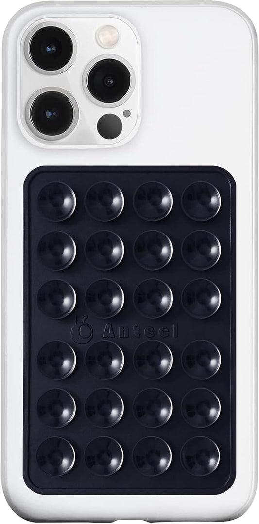 Anteel MAX Silicone Suction Phone Case Adhesive Mount, Upgraded Super Strong Grip, Durable, Easy to Use, Hands-Free Sticky Phone Holder for Selfies, Tiktok Videos, 2.56"x3.94" (Black)