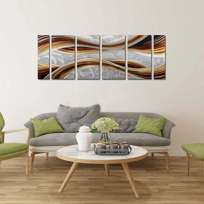 Yihui Arts Abstract Metal Wall Art Hand Crafted Aluminum Artwork Modern 3D Sculpture for Living Room Bedroom Dinning Decor