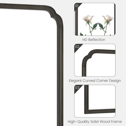 WallBeyond Wooden Framed Wall Mirror, Natural Wood Bathroom Vanity Mirror for Entryway, Living Room or Bedroom Home Decor Vertical or Horizontal Hanging [24" x 36" Black]