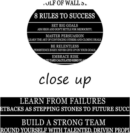 Motivational Posters The Wolf Of Wall Street 8 Rules To Success Printed Canvas Painting Inspirational Wall Decor for Office Hallway Gym Bedroom Living Room Framed Ready to Hang[30" W X 40" H]