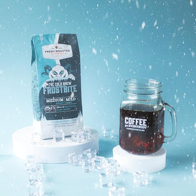 Fresh Roasted Coffee, Organic Frostbite Cold Brew | Mold & Myco 3rd Party Tested, USDA Organic, Kosher | Medium Roast | 12 oz Coarse Ground