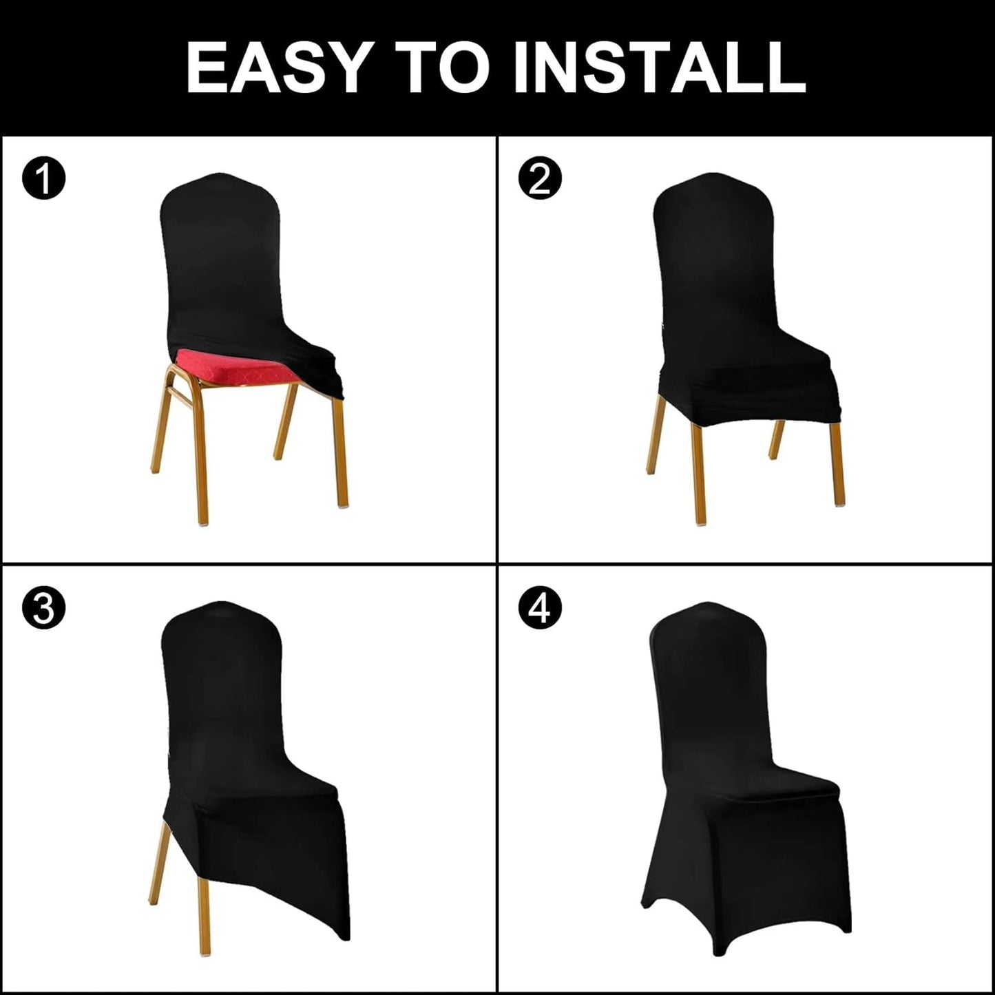 SUPERO Waterproof Spandex Chair Cover 12PCS, Stretch Dining Chair Covers, Polyester Outdoor Chair Covers, Protector Stretch Chair Cover for Party Universal, Banquet, Wedding Event, Hotel(Red)