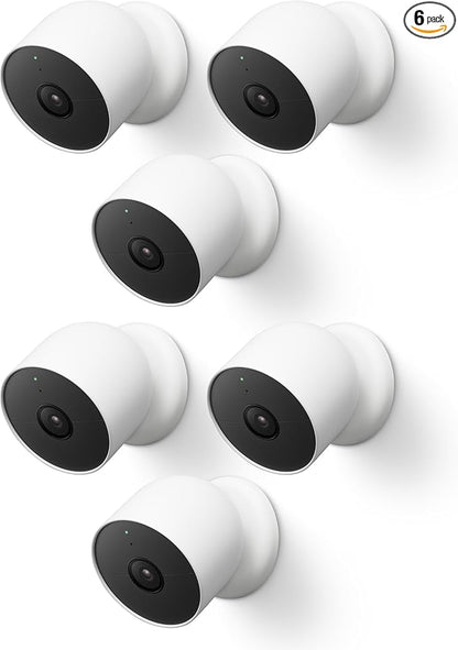 Google Nest Cam Outdoor or Indoor, Battery - 2nd Generation - 6 Pack