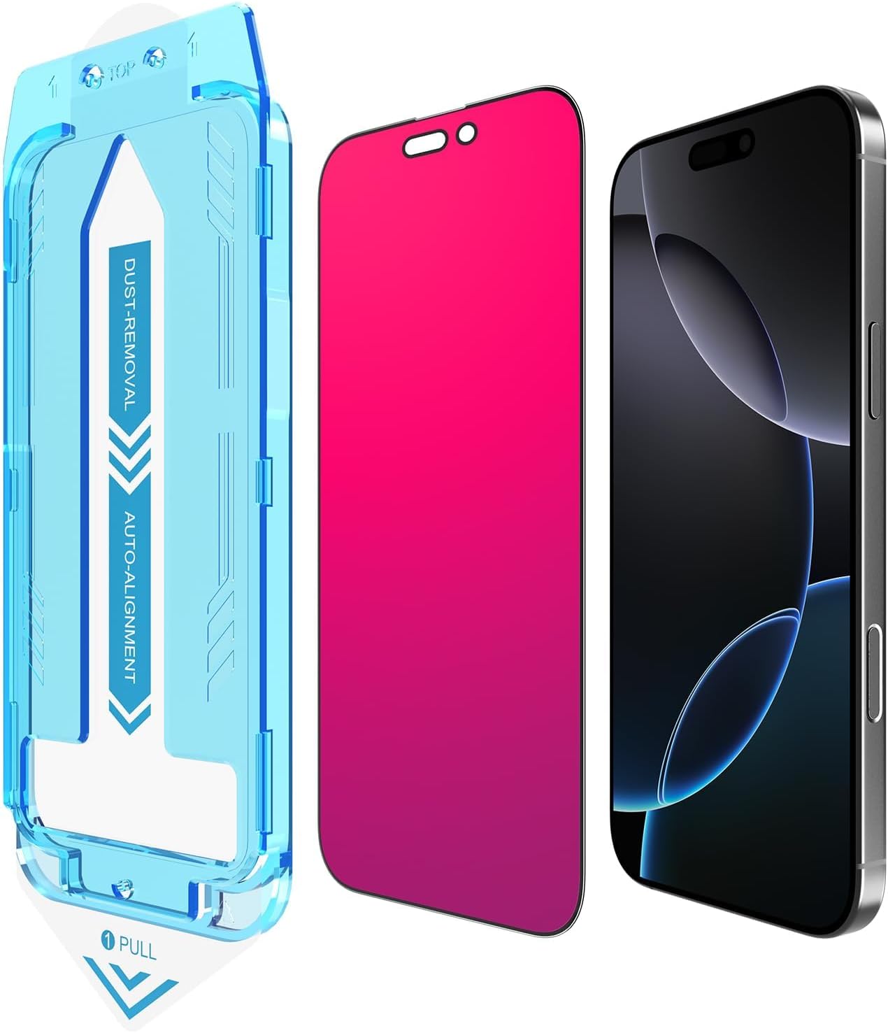 EGKimBa for iPhone 16 Pro Privacy Screen Protector, Gradient Color, Bubble Free, Easy Installation, Auto Dust-Elimination, Anti Blue Light