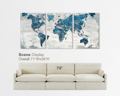 Wall Decor Living Room Home Office Wall Art Framed Blue Home Decor Large Picture House Decorations Dining Room Painting