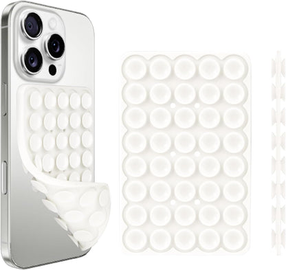 1 Pack Silicone Suction Cup Phone Case Mount Double Sided, Phone Accessories Hands-Free Strong Grip Holder for Selfies and Videos, Silicon Phone Stand Sticky for iPhone and Android White