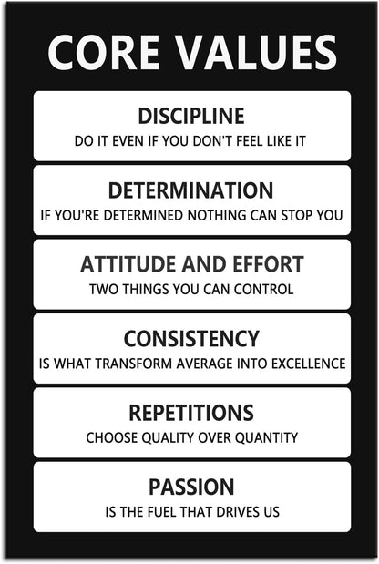 Core Values Motivational Wall Art Inspirational Poster Inspiring Canvas Prints Artwork for Office Living Room Modern Home Decor Painting Pictures Stretched and Framed Ready to Hang [12''Wx 18''H]