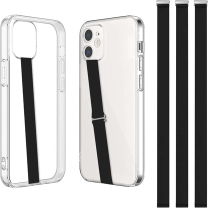 TEAMOLA 3pcs Silicone Phone Grip Holder Strap for iPhone 15/15 Pro/16/16 Pro & Samsung Galaxy S24/S23 - Anti-Slip Finger Loop for Case, Universal Phone Loops for Back of Cell Phones（210, 3 Black）