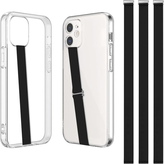 TEAMOLA 3pcs Silicone Phone Grip Holder Strap for iPhone 15/15 Pro/16/16 Pro & Samsung Galaxy S24/S23 - Anti-Slip Finger Loop for Case, Universal Phone Loops for Back of Cell Phones（230, 3 Black）