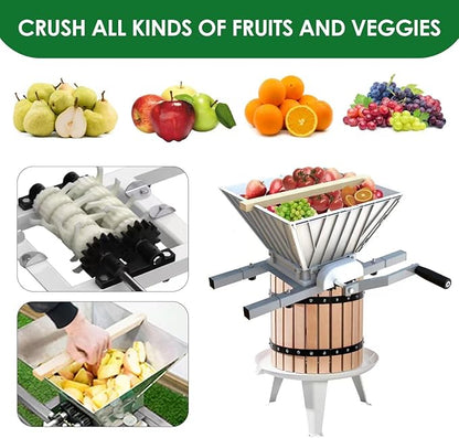 SQUEEZE master Fruit Apple Wine Classic Crusher -7 Litre/1.8Gallon Manual Grinder- Large Nylon Hoopper-Nylon Teeth-Silver