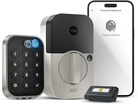 Yale Assure Lock 2 Touch Deadbolt, Satin Nickel Key-Free Fingerprint Smart Door Lock with Wi-Fi Touchscreen Keypad and Fingerprint Scanner for Keyless Entry and Remote Access, YRD430-F-WF1-619
