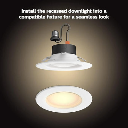 Philips Hue Smart Recessed 4 Inch LED Downlight - White Ambiance Warm-to-Cool White Light - 1 Pack - 850LM - Indoor - Control with Hue App - Compatible with Alexa, Google Assistant and Apple Homekit