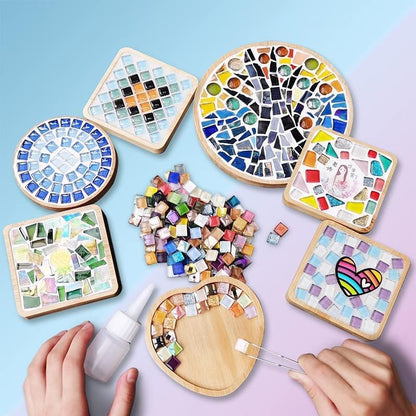 1.1 LB Irregular Crystal Mosaic Tiles,Small Particle Color Decal Crystal Glass Tile DIY Hobbies Children Handmade Crystal Craft for DIY Handmade Decorative Materials (Sakura Pink Series)