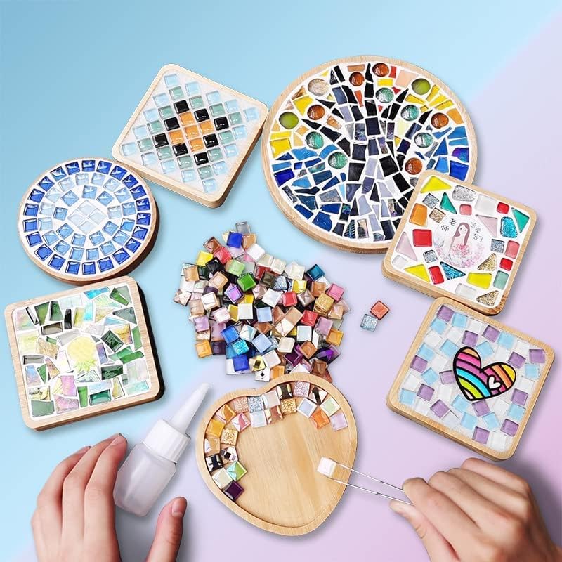 1.1 LB Irregular Crystal Mosaic Tiles,Small Particle Color Decal Crystal Glass Tile DIY Hobbies Children Handmade Crystal Craft for DIY Handmade Decorative Materials (White Series)