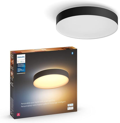 Philips Hue Enrave Large Ceiling Lamp, Black - White Ambiance Warm-to-Cool White Smart LED Light - 1 Pack - Control with Hue App - Compatible with Alexa, Google Assistant, and Apple Homekit