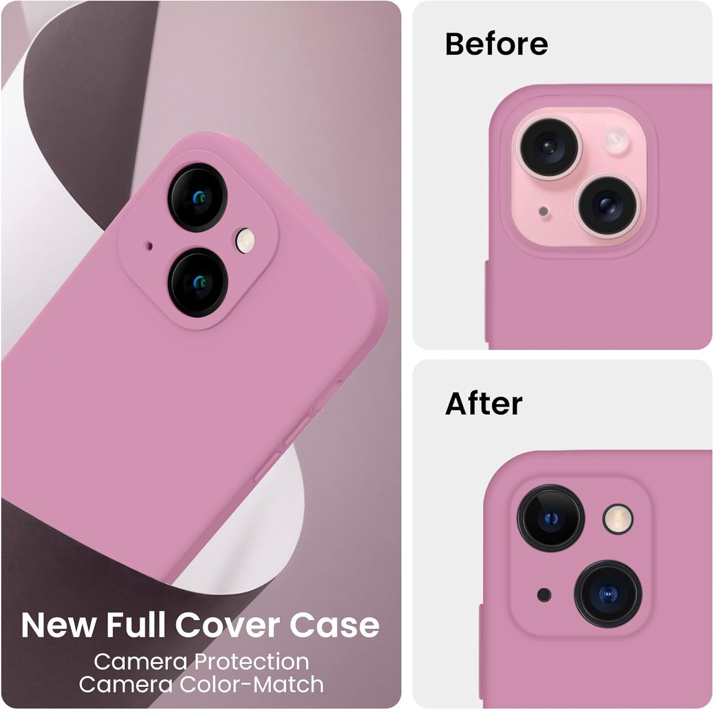 FireNova Designed for iPhone 15 Case, Silicone Upgraded [Camera Protection] Phone Case with [2 Screen Protectors], Soft Anti-Scratch Microfiber Lining Inside, 6.1 inch, Lilac Purple