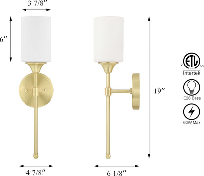 XiNBEi Lighting Wall Sconce, Bathroom Vanity Light with Glass, Classic Wall Fixture Satin Brass Finish for Bathroom XB-W1216-SB
