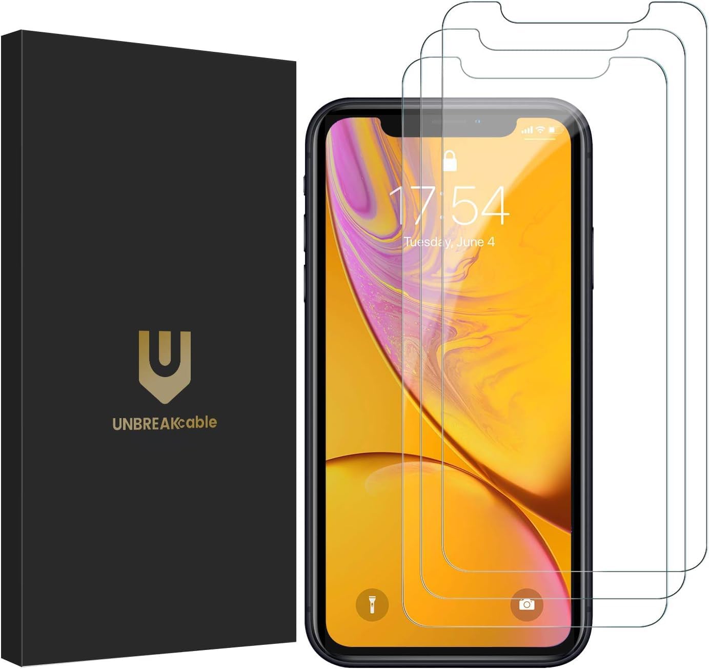 UNBREAKcable Shatterproof Screen Protector for iPhone 11/ iPhone XR [3-Pack] [Easy Installation Frame] 9H Hardness][99.99% HD Clear] [Bubble Free] for Apple 6.1''