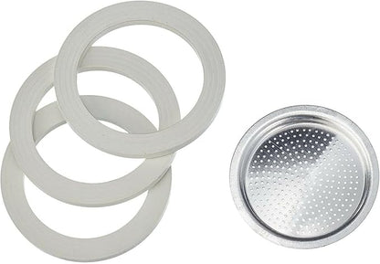 Bialetti BIA640310 Pack of 3 Gaskets + 1 Plate, Tz.9, Stainless Steel
