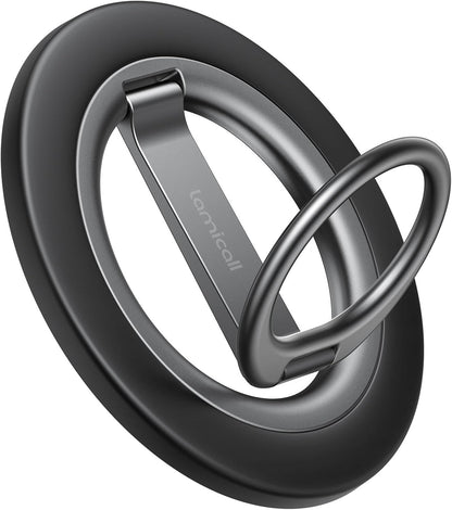 Lamicall 2025 [Stable Dual-Hinge] Magnetic Phone Grip Stand for MagSafe, Finger Ring Holder Phone Kickstand [Super Magnet] 360° Rotation Ring, Mag Safe Accessories for iPhone 16 15 14 Pro Max, Android