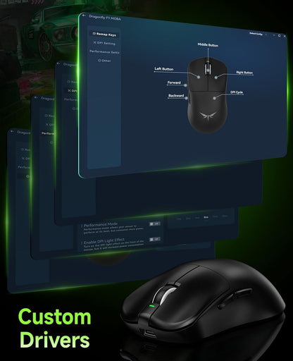 VGN F1 MOBA Wireless Gaming Mouse - Ultralight 55g - Wireless & Wired Mode - 26000 Adjustable DPI - 1000Hz Polling Rate - 200 Hours Battery - Programmable Buttons - Esports Professional Grade - USB-C