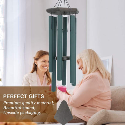Sympathy Wind Chimes Outdoor Deep Tone,36Inch Melody Wind Chimes Large with 6 Heavy Tubes Tuned Bass Tone,Memorial Windchimes Personalized for Mother Father,Garden Decor Chime,Forest Green