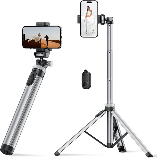 EUCOS Metal 67" iPhone Tripod Stand with Remote & Lightweight Camera Stand, Sturdy Extendable Cell Phone Tripod for iPhone 15 Pro Max 14 13 12/Android