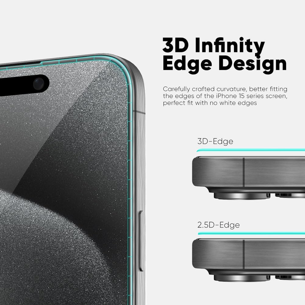 FLOLAB NanoArmour ONETIME PRO for iPhone 15 Pro Max Screen Protector, Anti-Reflective, Anti-Rainbow, 3D Tempered Glass, Ultra Clear, Edge Reinforced, Easy Install, Dust-Free, Scratch Resistant