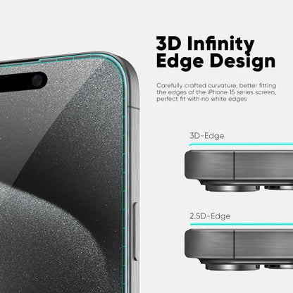 FLOLAB NanoArmour ONETIME PRO for iPhone 15 Pro Max Screen Protector, Anti-Reflective, Anti-Rainbow, 3D Tempered Glass, Ultra Clear, Edge Reinforced, Easy Install, Dust-Free, Scratch Resistant