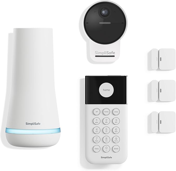 SimpliSafe 6 Piece Wireless Home Security System with Outdoor Camera - Optional 24/7 Professional Monitoring - No Contract - Compatible with Alexa and Google Assistant