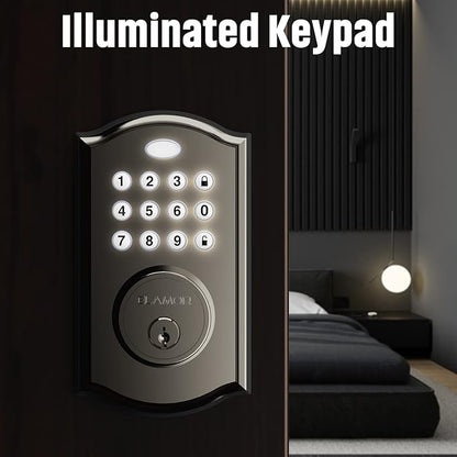 Keyless Entry Door Lock - Electronic Door Lock with Keypad, Smart Deadbolt Lock with Auto Lock, Security Waterproof Smart Lock, Easy to Install, Ideal for Front Door, Home Use, Apartment - ELAMOR M19