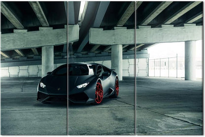 TUMOVO Canvas Print Wall Art Painting Black Speedy Racing Car Picture Sports Car Modern Giclee Prints Stretched and Framed Artwork - 28 x 14inch x 3 Panel