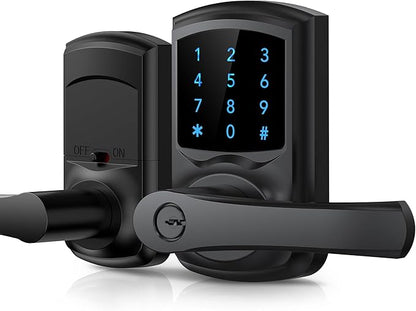 Hidalife Keyless Entry Door Lock, Smart Locks for Front Door, Keypad Door Knob with Handle, Touchscreen, One-Touch Toggle for Passage Mode, Matte Black